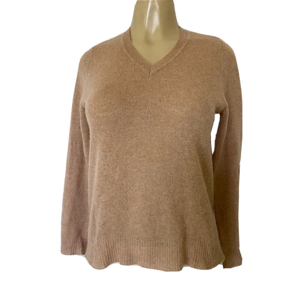Oats Cashmere Debra Hayburn Top Pullover Sweater Knit Long Sleeve V Neck…